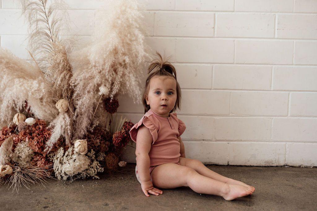 Snuggle Hunny Kids Rose Short Sleeve Bodysuit - Hillside Hampers