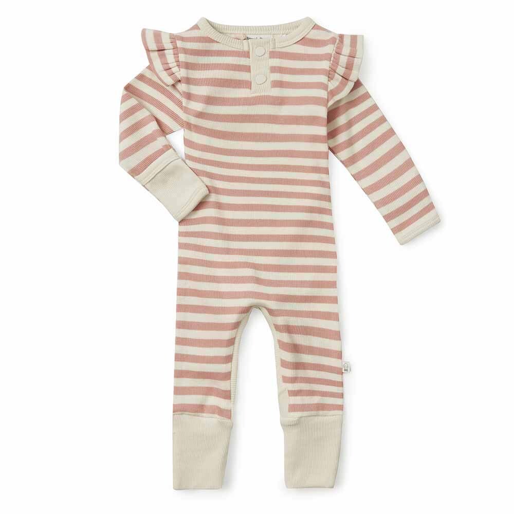 Rose Stripe Organic Growsuit size 000